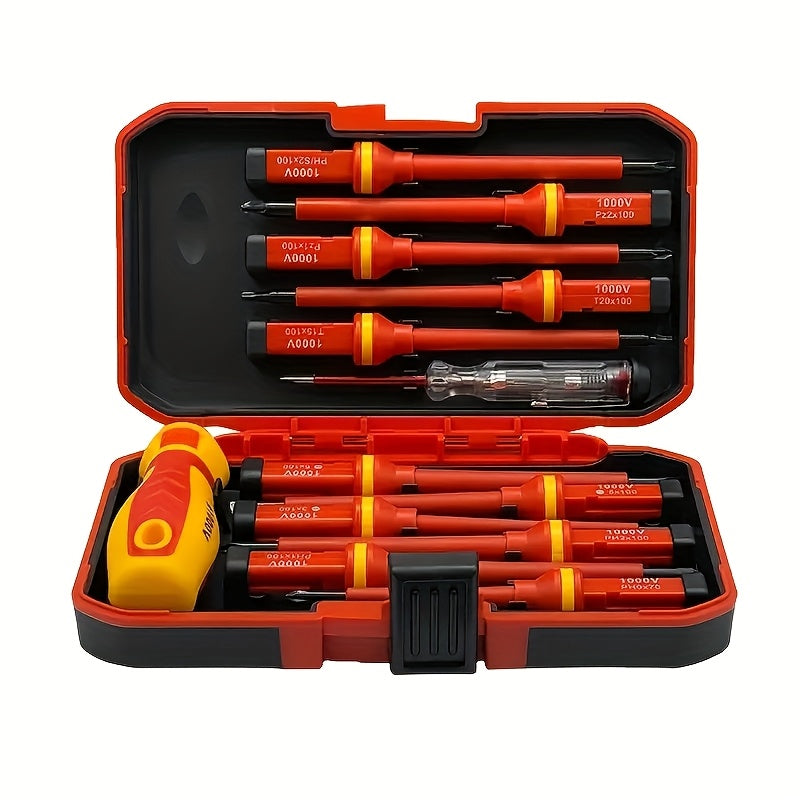 TEMU 13pcs Magnetic Screwdriver Set, Hand Tools, Repair Tools, Flat Heads And Heads, For Household Use
