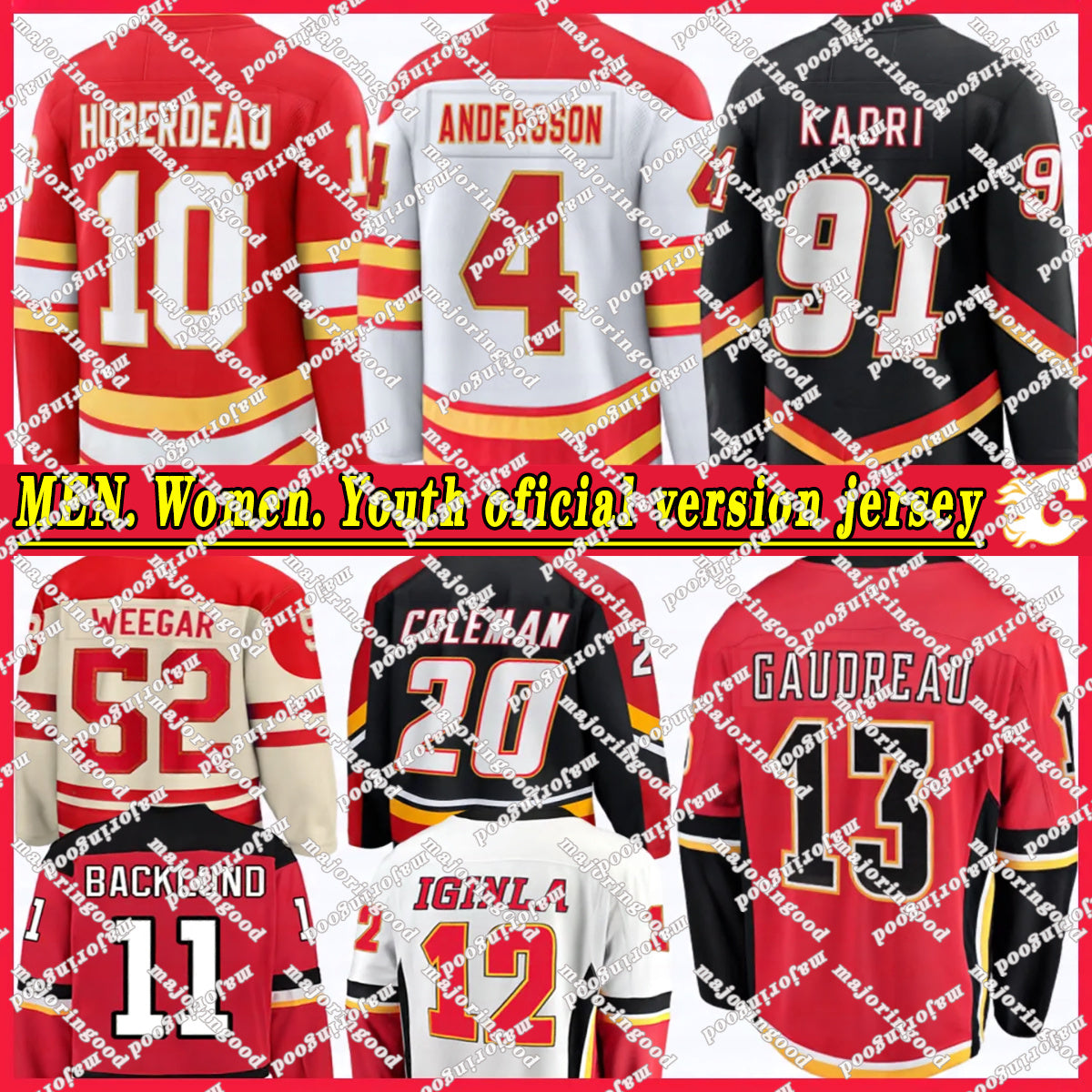 10 Jonathan Huberdeau calgary hockey jersey flamesS jersey Rasmus Andersson Nazem Kadri Mikael Backlund MacKenzie Weegar Jarome men women youth jers