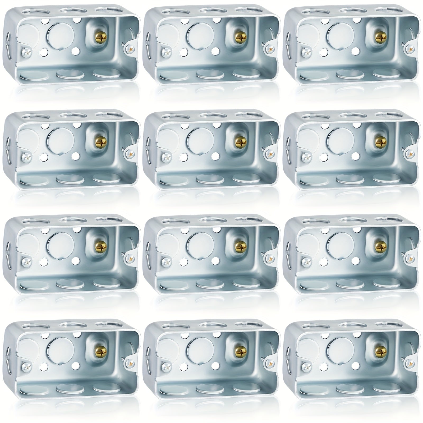 TEMU 12pcs Electrical Box Junction Box Galvanized Steel Metal Electrical Box, Ten 1-2'' And 6 3-4'' , Drawn Construction, Silver