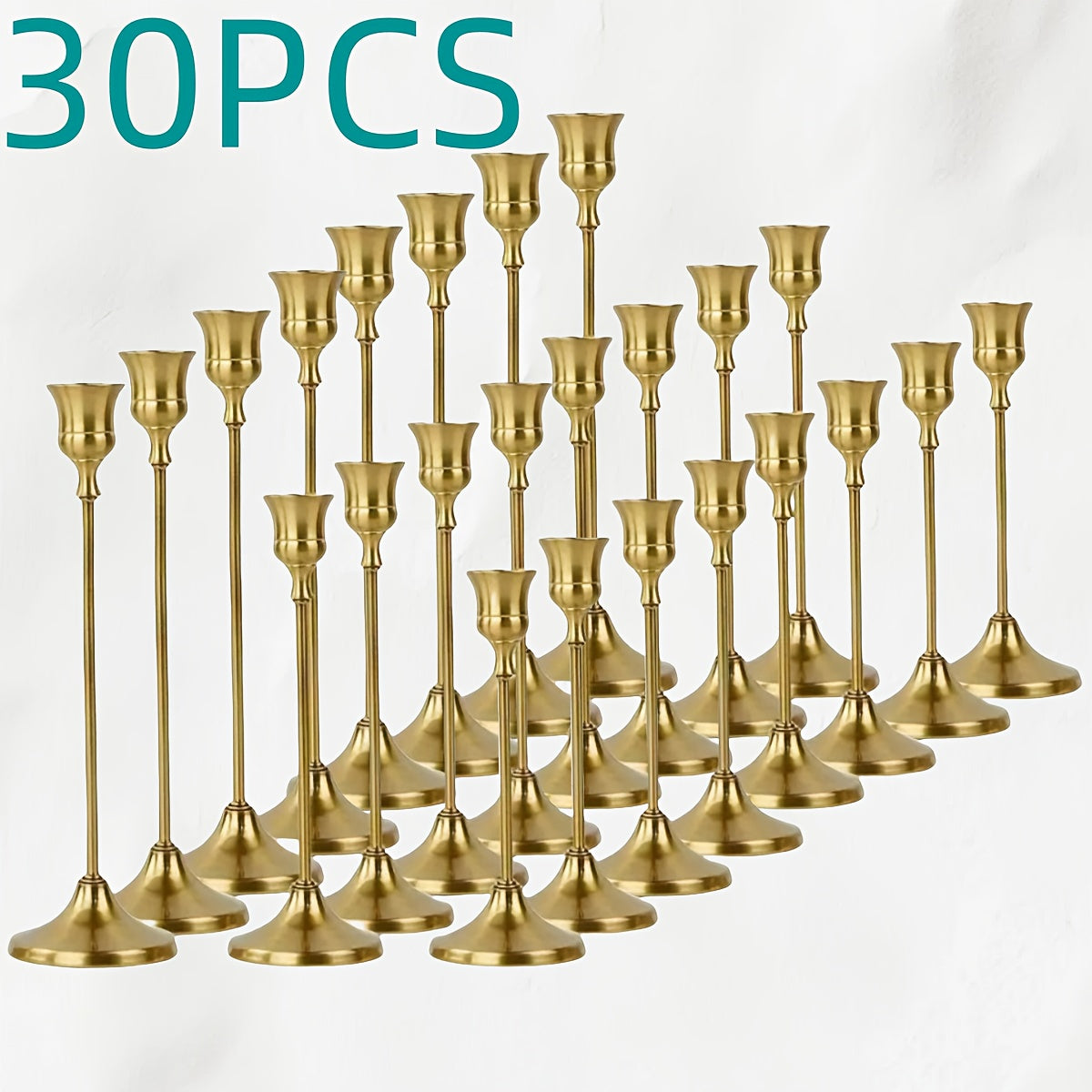 TEMU Elegant Candlestick Holders - 30pcs Set For Wedding, Christmas, Birthday Party Centerpieces, Desktop Floral Display Stands (candles Not