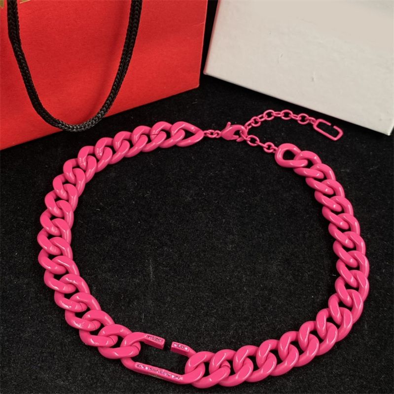 Stylish Rose Red Pendant Necklaces Pink Diamond V Necklace Women Collar Necklace Jewelry With Box