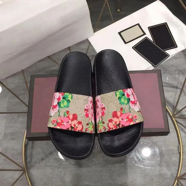 Designer Slippers For Men Women Italy Floral Print Flat Slipper Luxury Slides Womens Beach Sandals Waterproof Mules Summer Shoes Outdoor Fli
