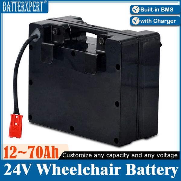 24V 15Ah 20Ah 25Ah 30Ah 35Ah 40Ah 45Ah 50Ah 60Ah 70Ah Lithium Battery For 24V Electric Wheelchair Stair Climber+Charger