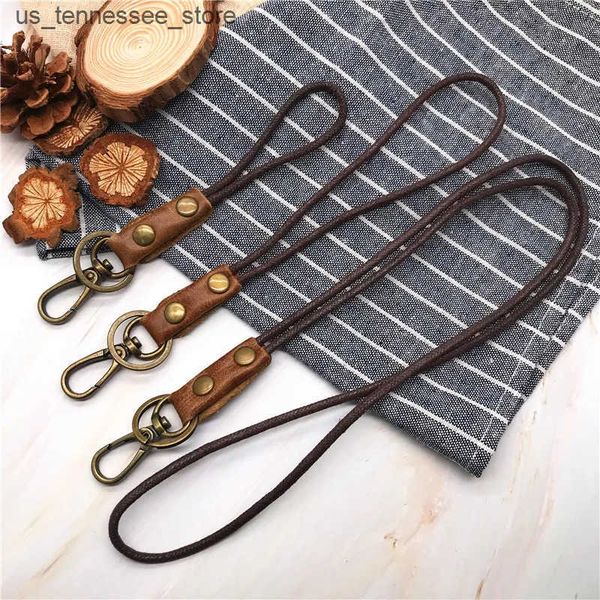 Cell Phone Straps Charms Cowhide Genuine Leather Lanyard Neck strap for mobile phone badge keys id credit work card holder wrist neck lanyar