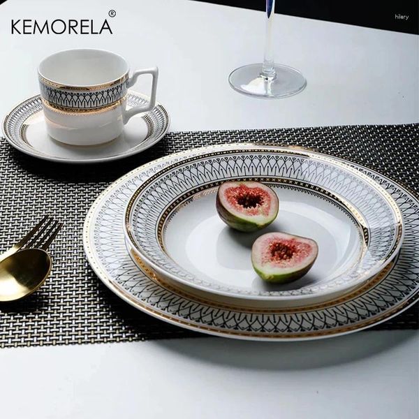 Plates 1Pc Nordic Luxury Dinner Rice Bowl Soup Plate Serving Cake Dessert Rack Set Decorative Dinnerware For Wedding Party X250107