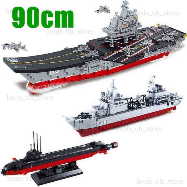 Blocks Blocks Aircraft Carrier Submarine Naval Vessels Warship Ship 3D Model Building Block Brick Military Toy for Boy T240325 Y2411126NX2