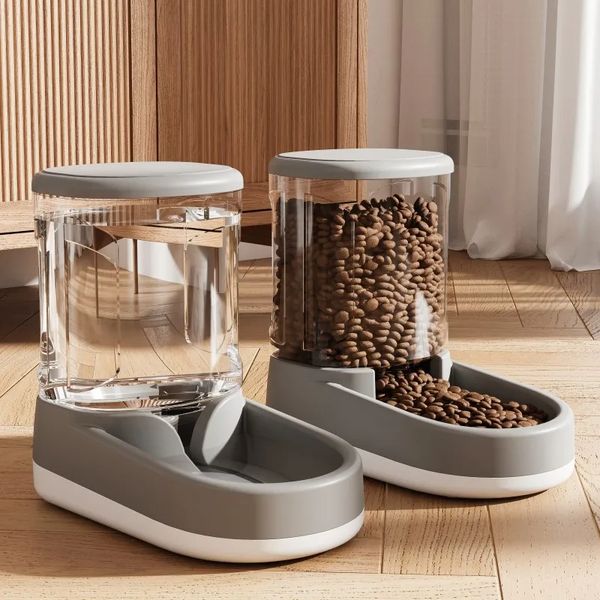 Pet Dog Feeder Cat Automatic Drinking Fountain Cat And Dog Drinking Water Feeding Bowl Transparent Dog Food Storage Dispenser