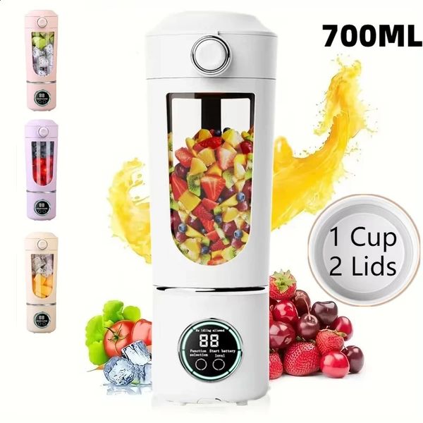 Portable Juice Maker Blender for Shakes Smoothie 700ML Durable Juicer Steel Blades 2 In 1 Blender Bottle Smoothie Portable 250116
