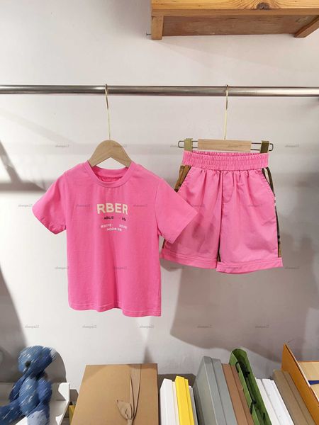 Luxury baby T-shirt set Summer tracksuits High quality girls Short sleeved suit kids designer clothes t shirt and Splicing design shorts