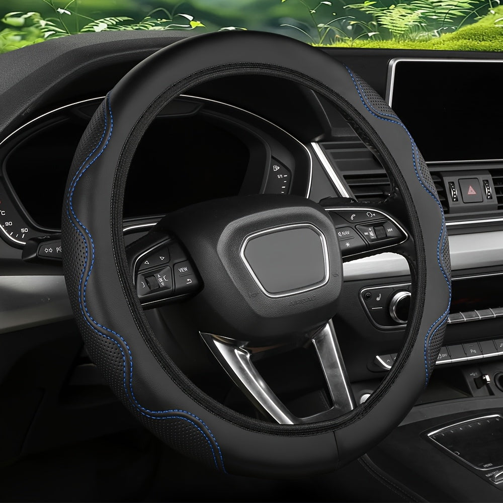 TEMU 1pc Universal Steering Wheel Cover, Embossed Anti-slip Grip, Car Interior Accessory, No Design - Fits Most Vehicles