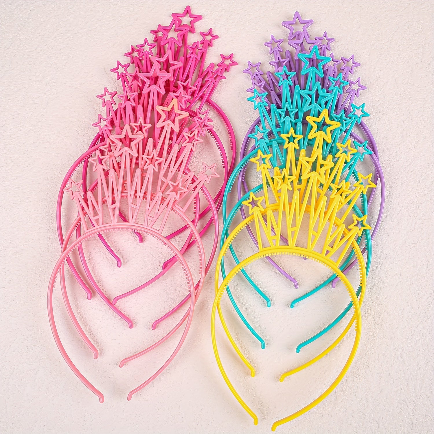 TEMU 12pcs Candy Color Plastic Headbands With Hair Hoops Bands Clasps Birthday Party Decoration Tiaras Hair Accessories For Girls And Women