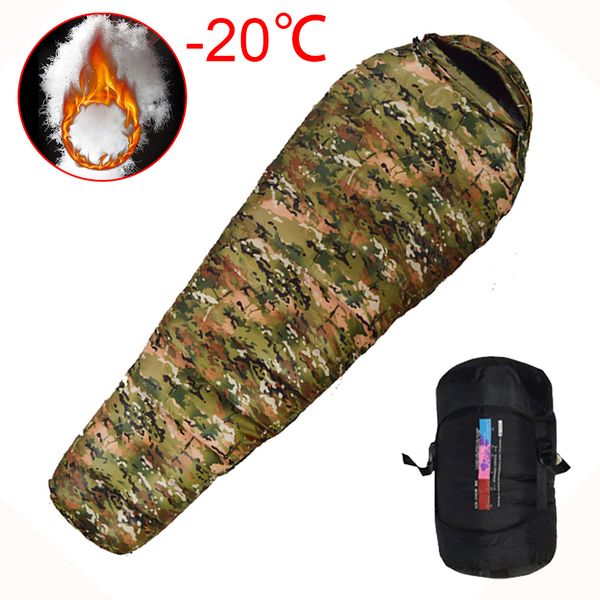 Sleeping Bags Very Warm White Duck Down Filled Adult Mummy Style Bag Fit for Winter Therma 3 Kinds of Thickness Travel Camping 230826