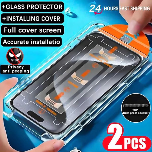 Cell Phone Screen Protectors 2Pcs High End Privacy Tempered Glass For iPhone 15 14 13 12 11 16 Pro Max 15 Plus Screen Protector With Alignme
