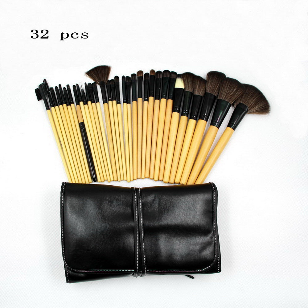Makeup Brush Set Professional 32 Piece Wooden Handle with Assorted Cosmetics Tools for Beginners & Professionals