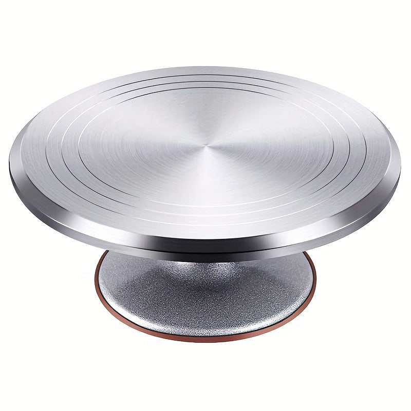 TEMU [heavy] 12 Inches Aluminium Alloy Revolving Cake Stand, Rotating Cake Turntable Table Holder Baking Display Tray Plate For Decorating, Display &