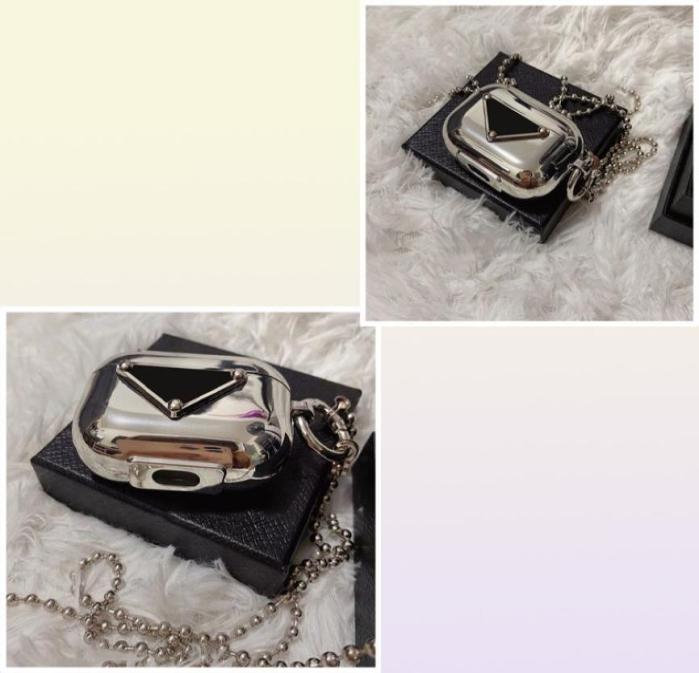 Fashion Designer Earphone Case For Airpods 12 Pro 3 Classic Triangle Luxury Headphone Cases Chains Bluetooth Headset Cover Earpho21868601