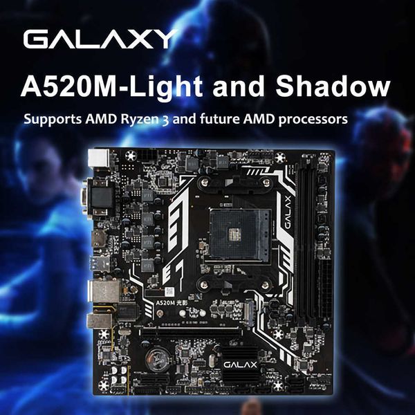 GALAXY New AMD A520M GAMING Motherboard Game DDR4 M.2 SATA 32GB AM4 Motherboard supports AMD R3 R5 R7 CPU processor placa mae
