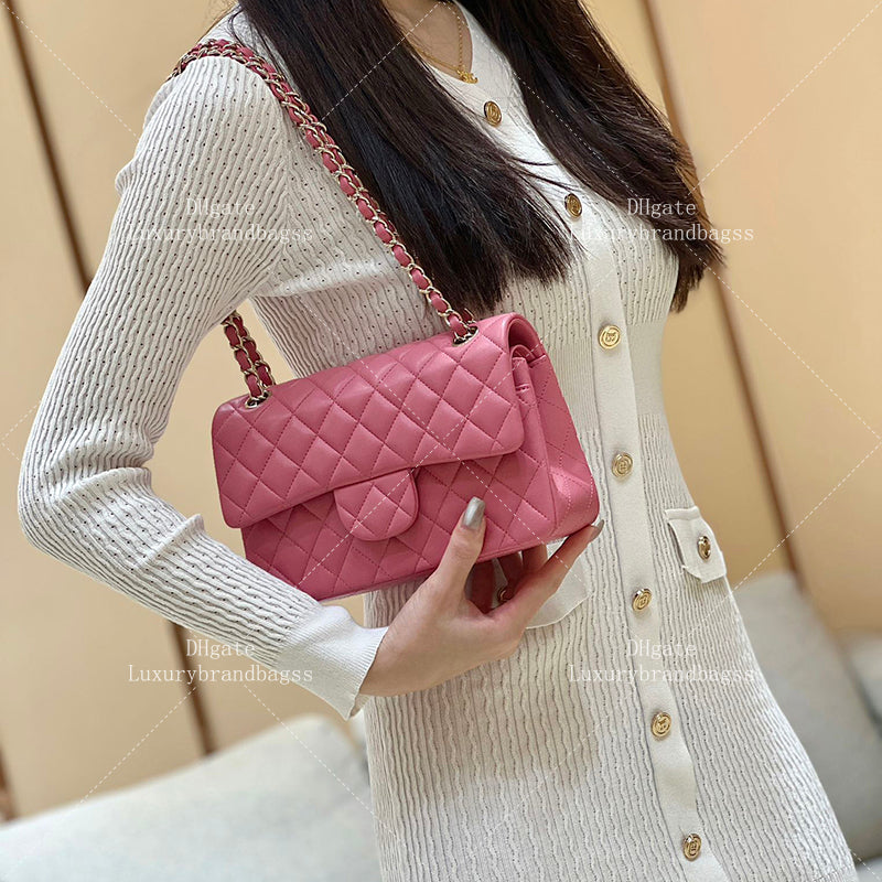 Mirror Quality Flap Bag 23CM Lambskin Handbag Fashion Brand Crossbody Bag Luxury Shoulder Bag Designer Chain Bag With Box 24C03C