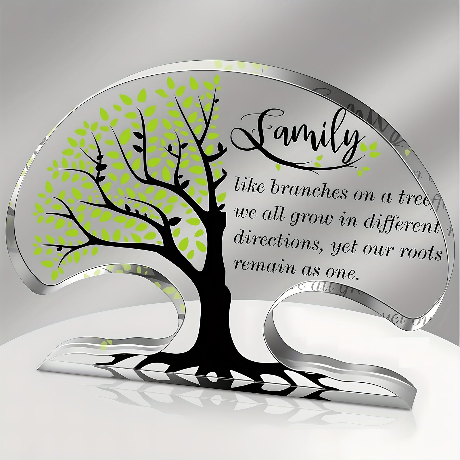 TEMU 2d Flat, 1pc Family Tree Acrylic Plaque - Inspirational "family Like Branches On A Tree" Design, Thoughtful Grandma Gift, Tabletop Decor For , ,