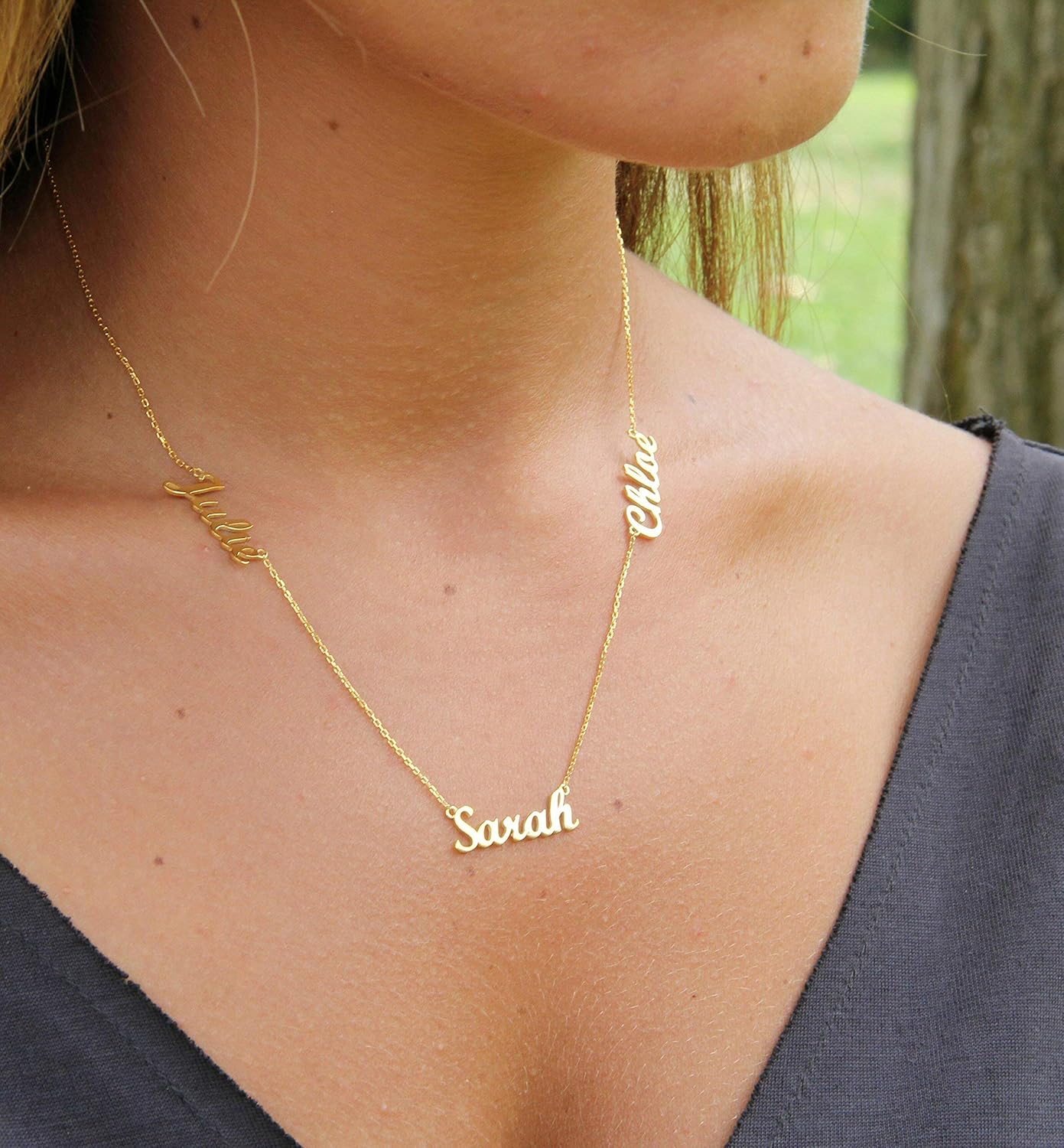 Custom Multi 3 Name Necklace for Women Personalized Stainless Steel Chain Gold plated Sterling Silver Chokers Family Jewelry Gift