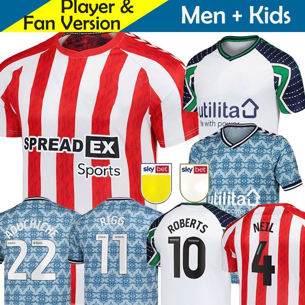 sunderland 24 25 Soccer Jerseys Home Away kids Kit 2024 Men football shirts 2025 Full Kit red White green Purple EVANS O&#039;NIEN EMBLETON