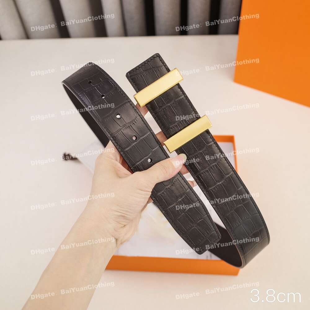 Fashion Designer Belt Men Women Letter Buckle Genuine Leather Alligator Belt Men Lady Business Dress Jeans Belt Waistband 3.4-3.8Cm Top Quality