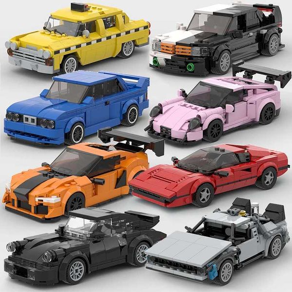 City Moc Care Speed Champion Racer AE86 M3 M8 Blocos de construção Brick R34 RX-7 Racing Super Technique Creative Garage Toys Y240731