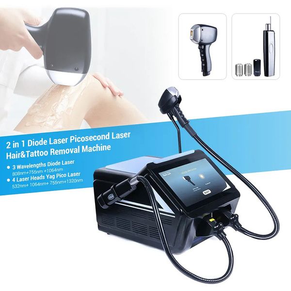 Most Beauty Laser 2 in 1 Portable PicoLaser Tattoo Remover diode hair removal 808nm PicoSecond Equipment