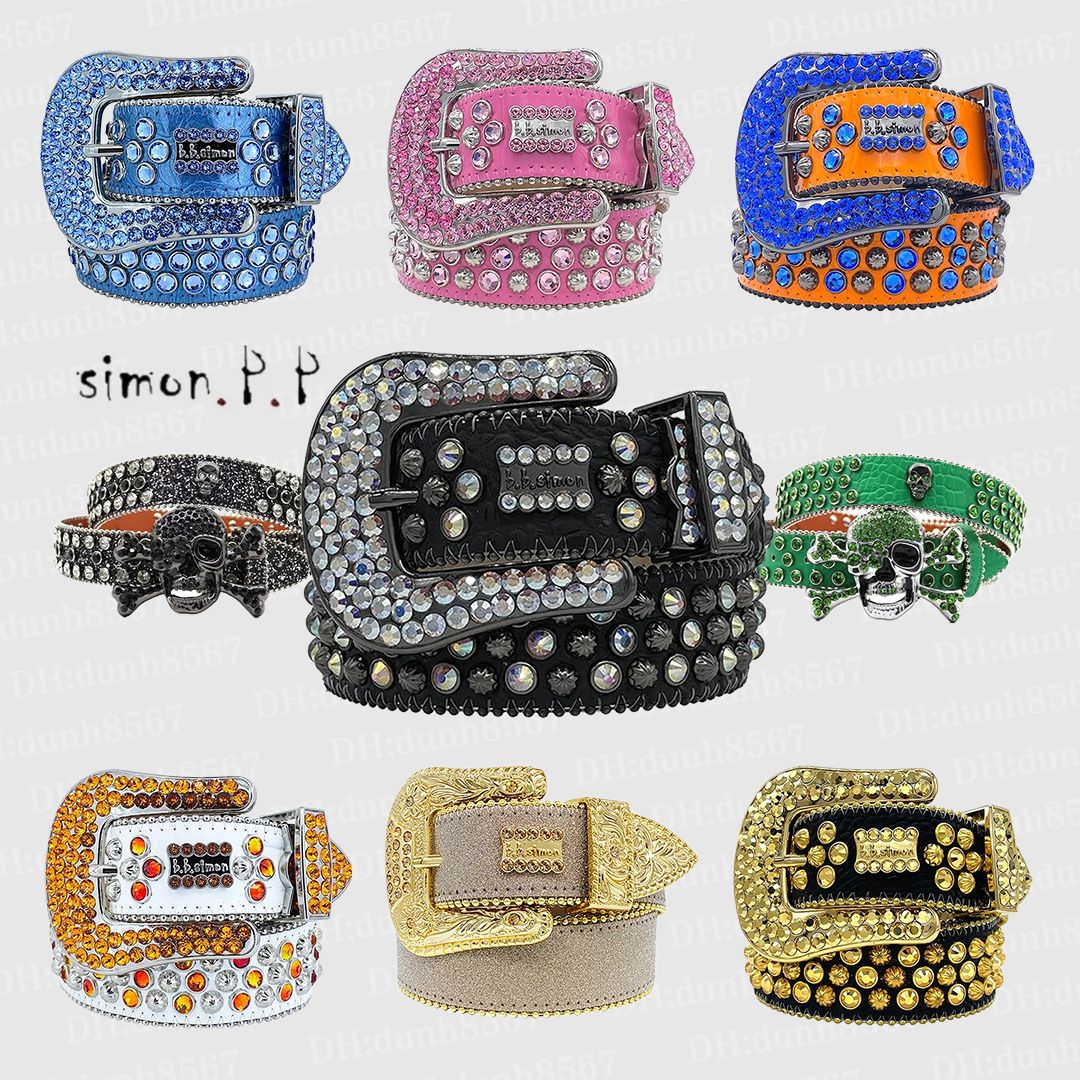 Best Classic Bb Simon belt designer Y2K belt womens hip hop crystal diamond belt mens fashion trend rhinestone belt shiny PU belt jeans belt 43 colo