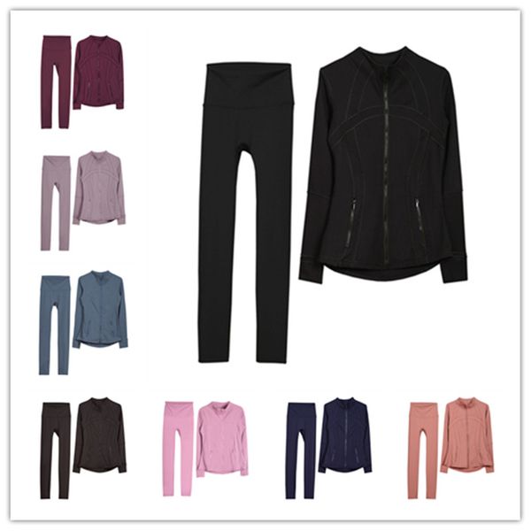 Sports yoga pants set paired with jacket suitable for outdoor fitness, solid color slimming, bicycle yoga set, 2024 hot sale