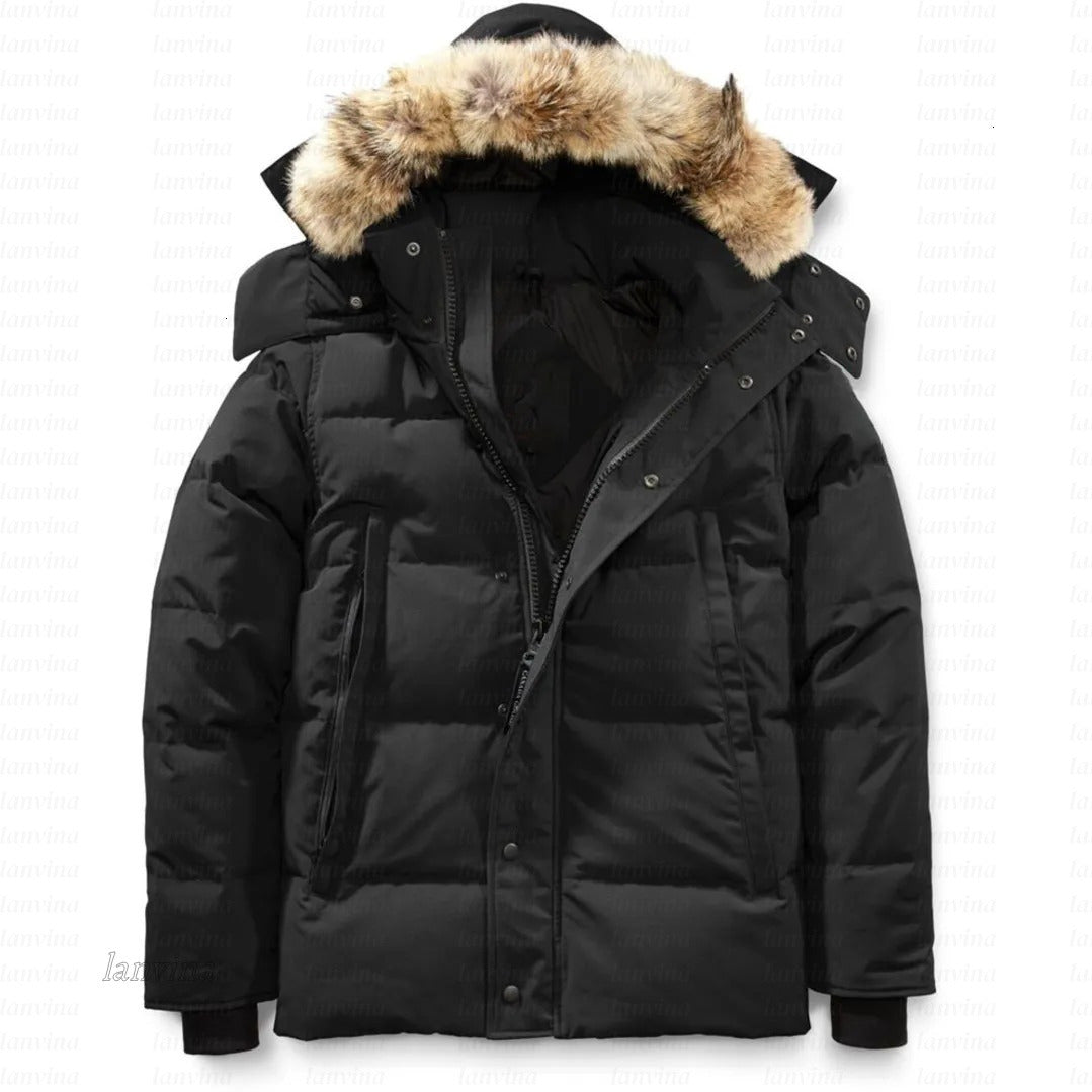 Designer High Quality Canada Men Down Jacket Coat Real Big Wolf Fur Women Wyndham Overcoat Clothing Fashion Winter Jacket Outerwear Parka