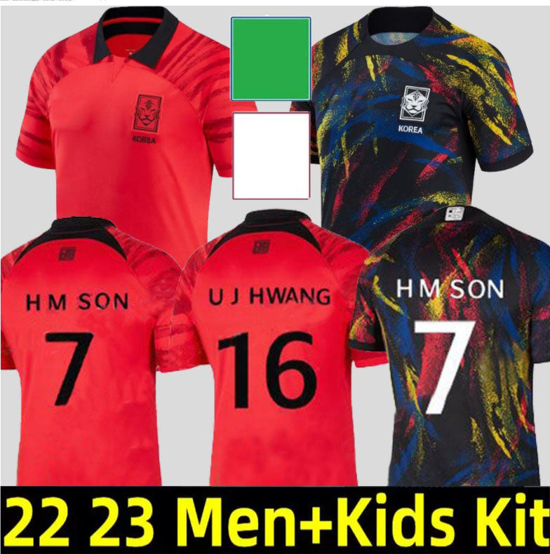 South black Korea 2022 soccer jerseys SON HWANG KIM HWANG LEE JEONG SUNG KWON 2023 JERSEY FOOTBALL SHIRTS kids red 22 23 set fult kits
