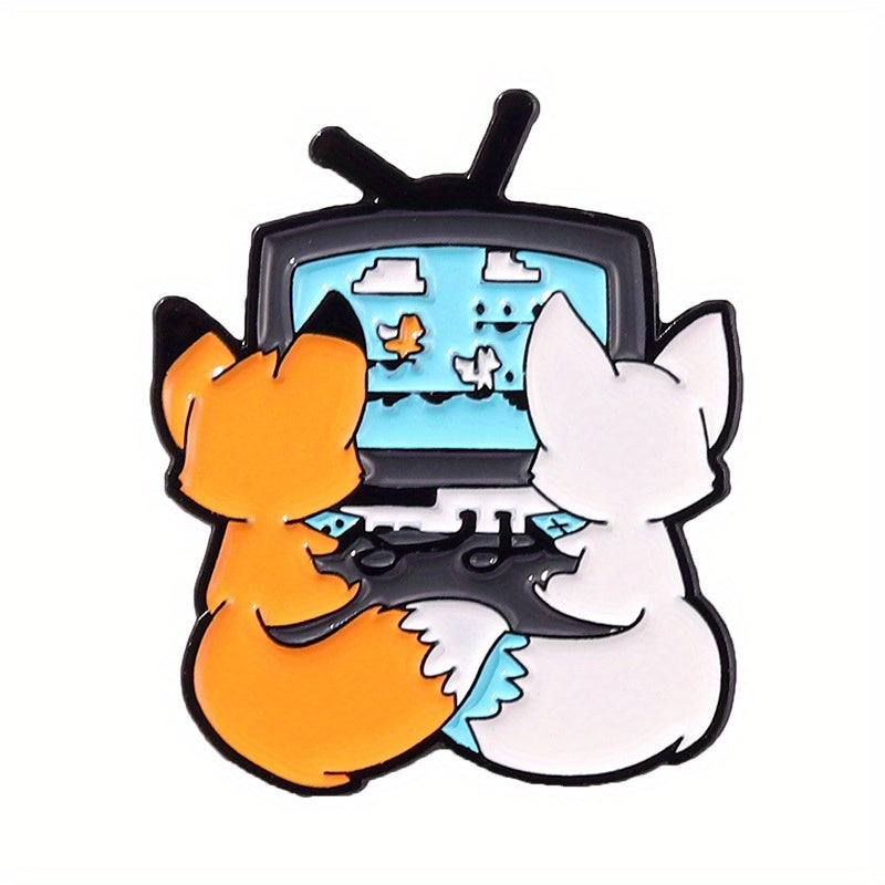 TEMU 1pc Cute Video Game Fox Brooch - Couples And Gamers - Metal Clothing Accessory Pin