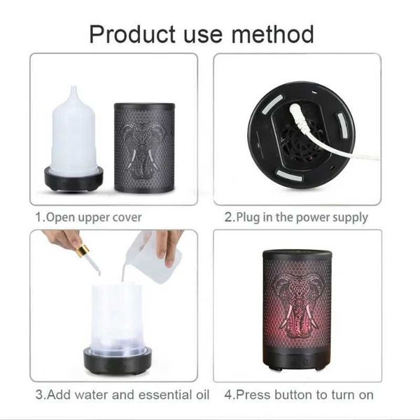 Humidifiers Mini Elephant Aromatherapy Essential Oil Diffuser Ultrasonic Cold Mist Air Humidifier with LED Light Aromatherapy Diffuser Nebul