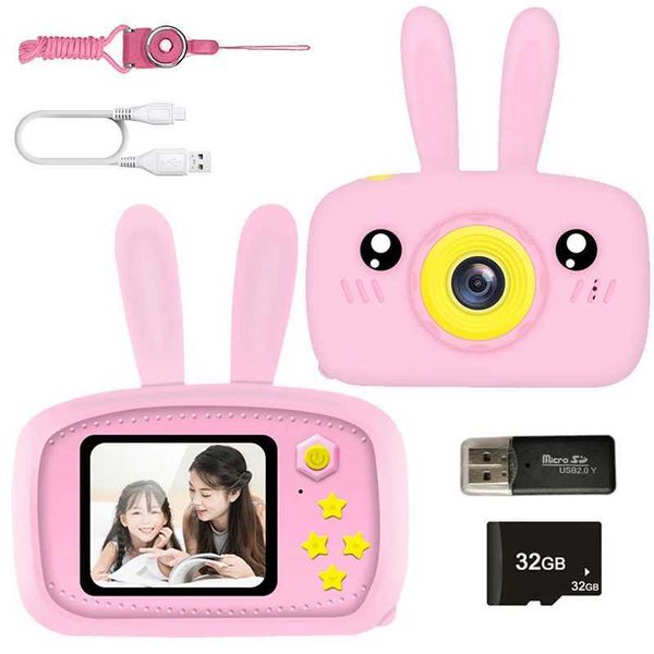 New Mini Cartoon Rabbit Camera 2 Inch HD Screen Educational Children Toys Portable Video Digital Camera SLR Camera For Kid GiftsM240803
