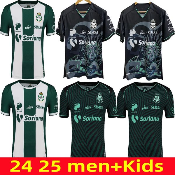 24 25 Santos Lagunas Mens Soccer Jersyes FAGUNDEZ GOVEA SANTAMARIA MARISCAL CHOCO LOZANO S. MUNOZ Home Away Football Shirts Uniforms