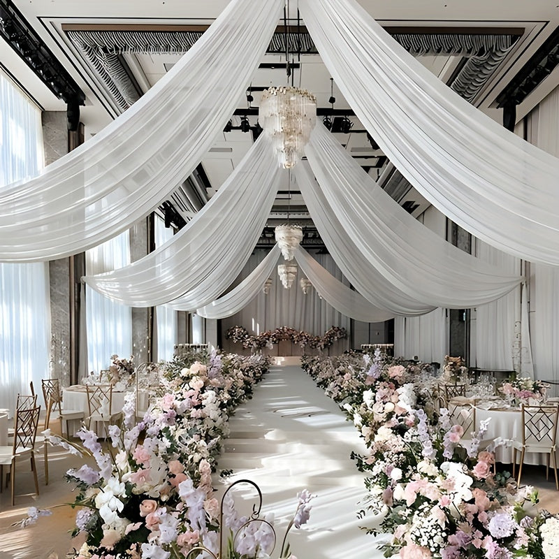 TEMU 1 Pack Wedding Arch Draping Fabric 26.2 Ft X 2.5 Ft Cream Ivory Sheer Outdoor Curtain Drapes Extra Long Suitable For Wedding Ceremony Birthday