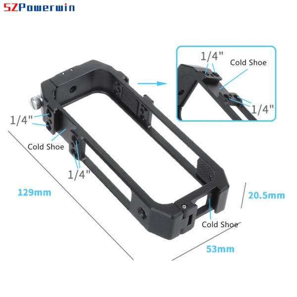 Powerwin CNC Metal Frame Housing Case for Insta360 One x3 X2 Protective Cage Shell Cover with Magnetic Adapter Mount Cold Shoe