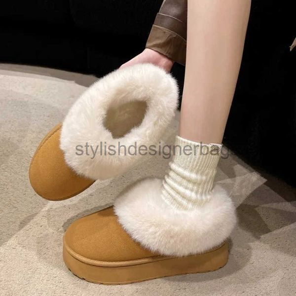 Boots Womens Winter Shoes Flat Shoes Plus Fur Ankle Botas de neve Casual Sport Suede Motorcycle Botas H241123
