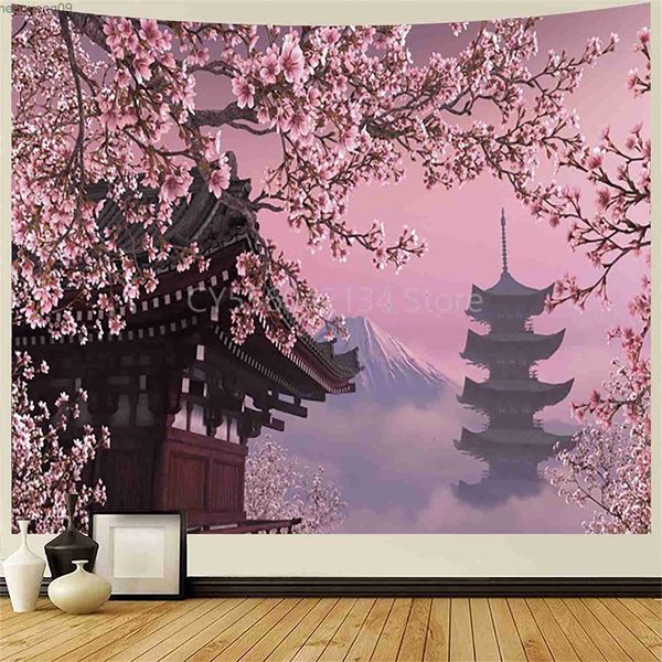 Tapestries Aesthetic Asian Fuji Mount Tapestry Bedroom Window Decoration Wall Hanging Curtain Background R230817