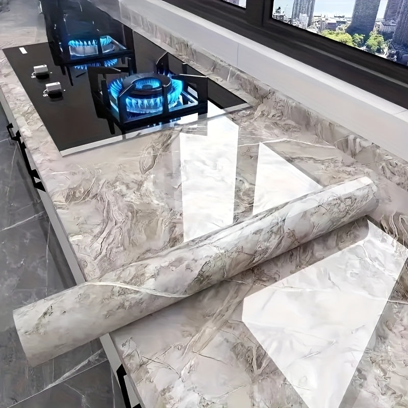 TEMU Kitchen Countertop Oil-proof Sticker, Heat-resistant Stove Top Wallpaper, Thickened Self-adhesive Waterproof And Marble Decal