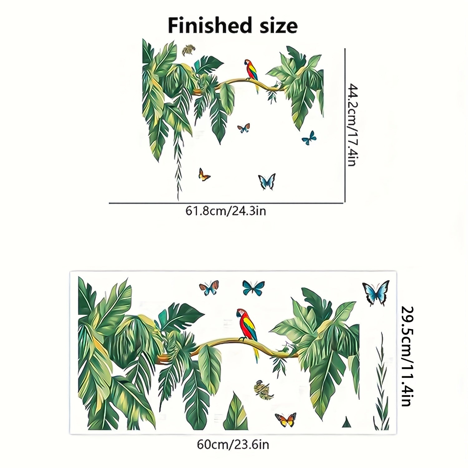 TEMU 1pc Tropical Parrot & Monstera Leaf Vinyl Decal - Self-adhesive Removable Contemporary Animal Print Wall Art For Smooth , Glossy Finish Home