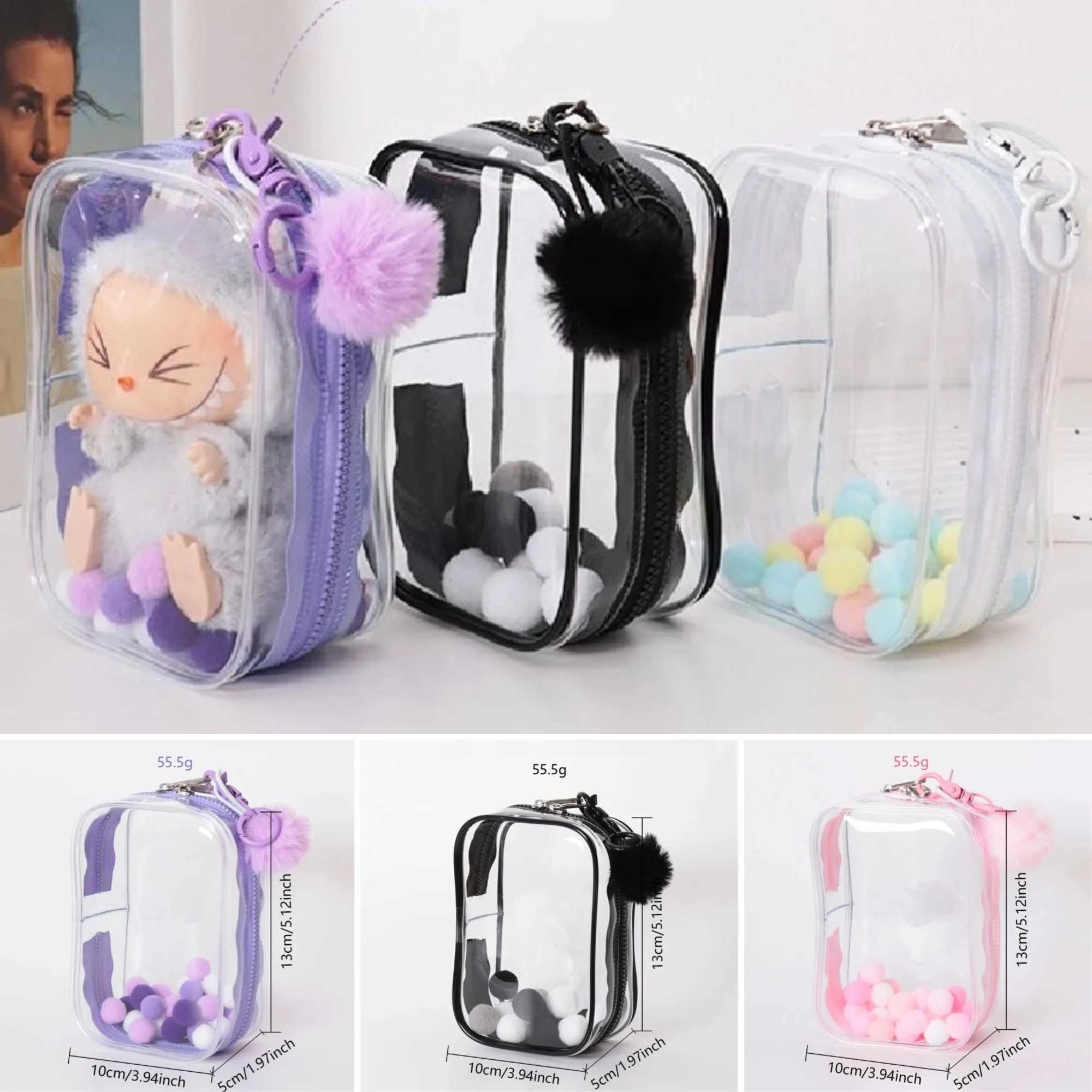 Labubu Protective Case Extra Wide Zipper Dustproof Bag - Secure Storage for 15cm Dolls Z250515