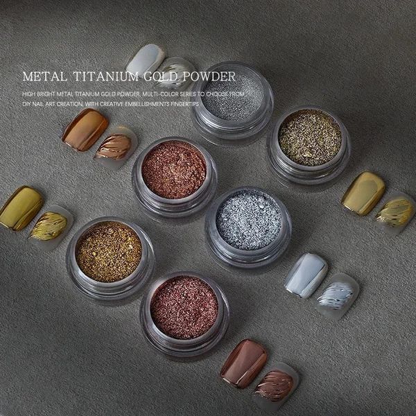 Mirror nail powder Brown rose gold winter chrome powder metal nail Rubber impregnated dust UV gel polishing decorative accessories 241115
