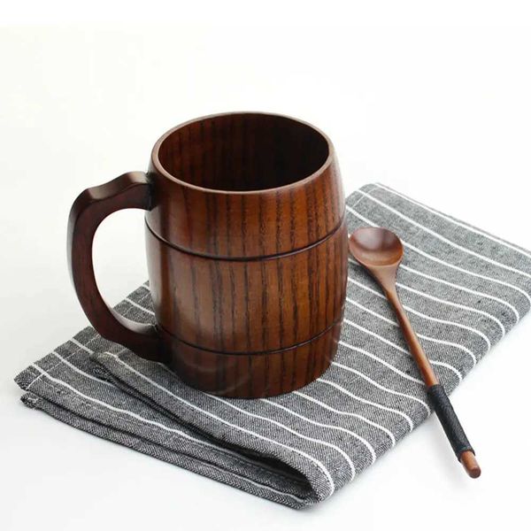 400 ml Oak Wood Mug Cup for Beer Milk Coffee Container Wedding Groomsmen Gift Handmade MugM240803