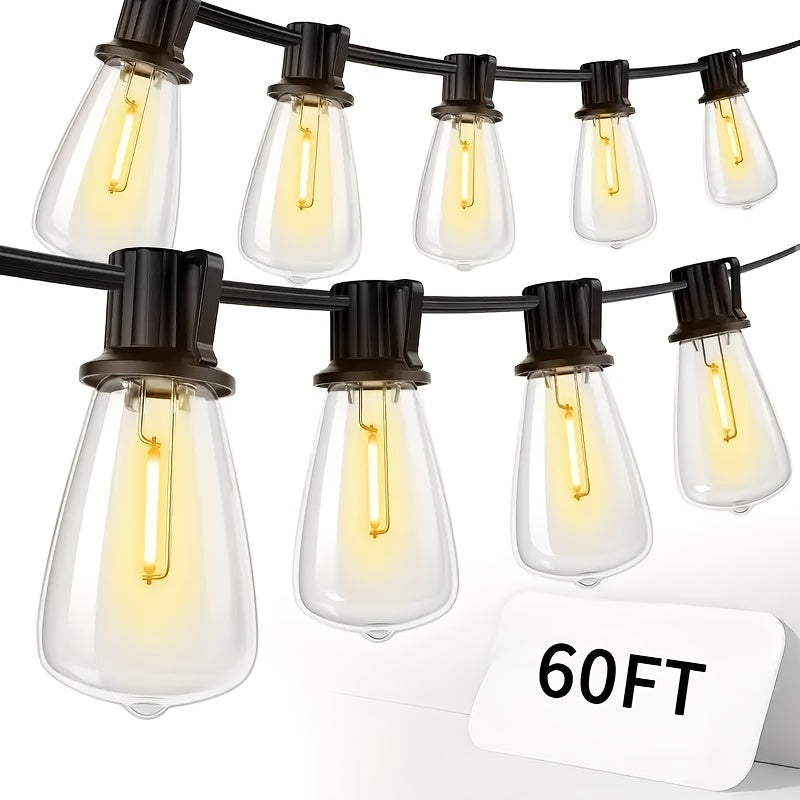 TEMU Solar-powered Outdoor String Lights - Dimmable St38 Led With Auto , Shatterproof Bulbs, Solar Lights For Patio, Garden, Christmas, Halloween,