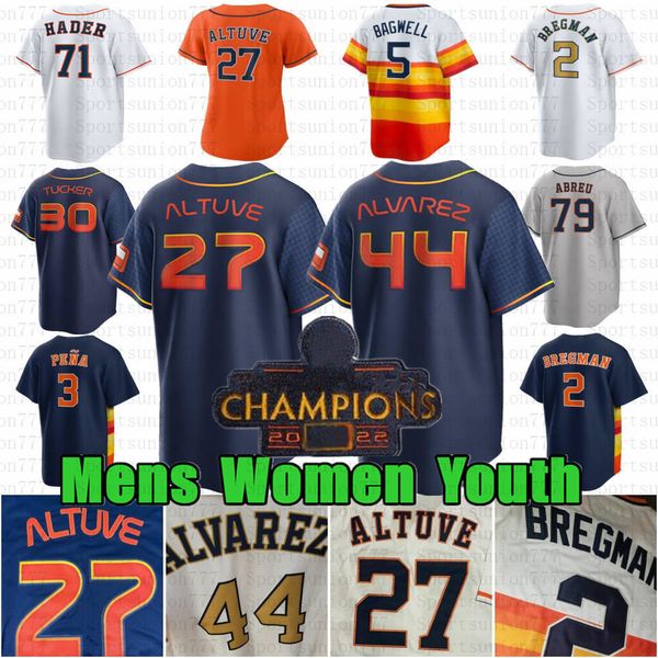 27 Jose Altuve Custom Baseball Jerseys Alex Bregman Jeremy Pena Yordan Alvarez Kyle Tucker Ronel Blanco Josh Hader Justin Verlander Framber