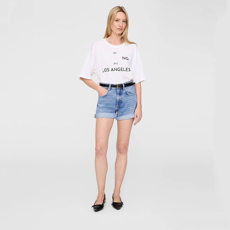 25 summer new ab tees front print LOS ANGELE letters t shirts loose women designer cotton short sleeved t-shirt summer tops