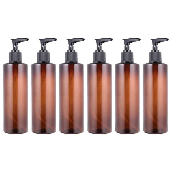 6Pcs Dispenser Empty Hand Lotion Shower Containers Refillable Shampoo Bottles 2Ml ( Amber )