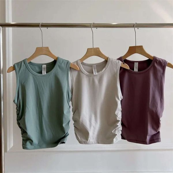 Women Yoga Bras Crop Top Tank for Fiess Sleeveless Shirts High Elasticity Sport Tanks Wrinkle Waist ALL it TAKE